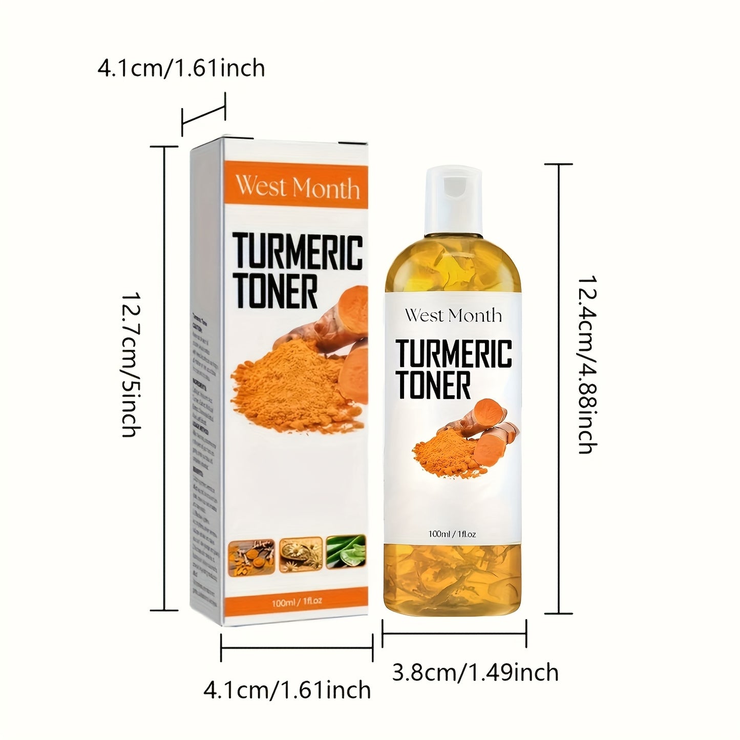 Turmeric Brightening Toner, Moisturizing Hydrating Toner, Collagen And Mint Leaf Extract, Facial Skincare 3.38oz * 4/2/1pc