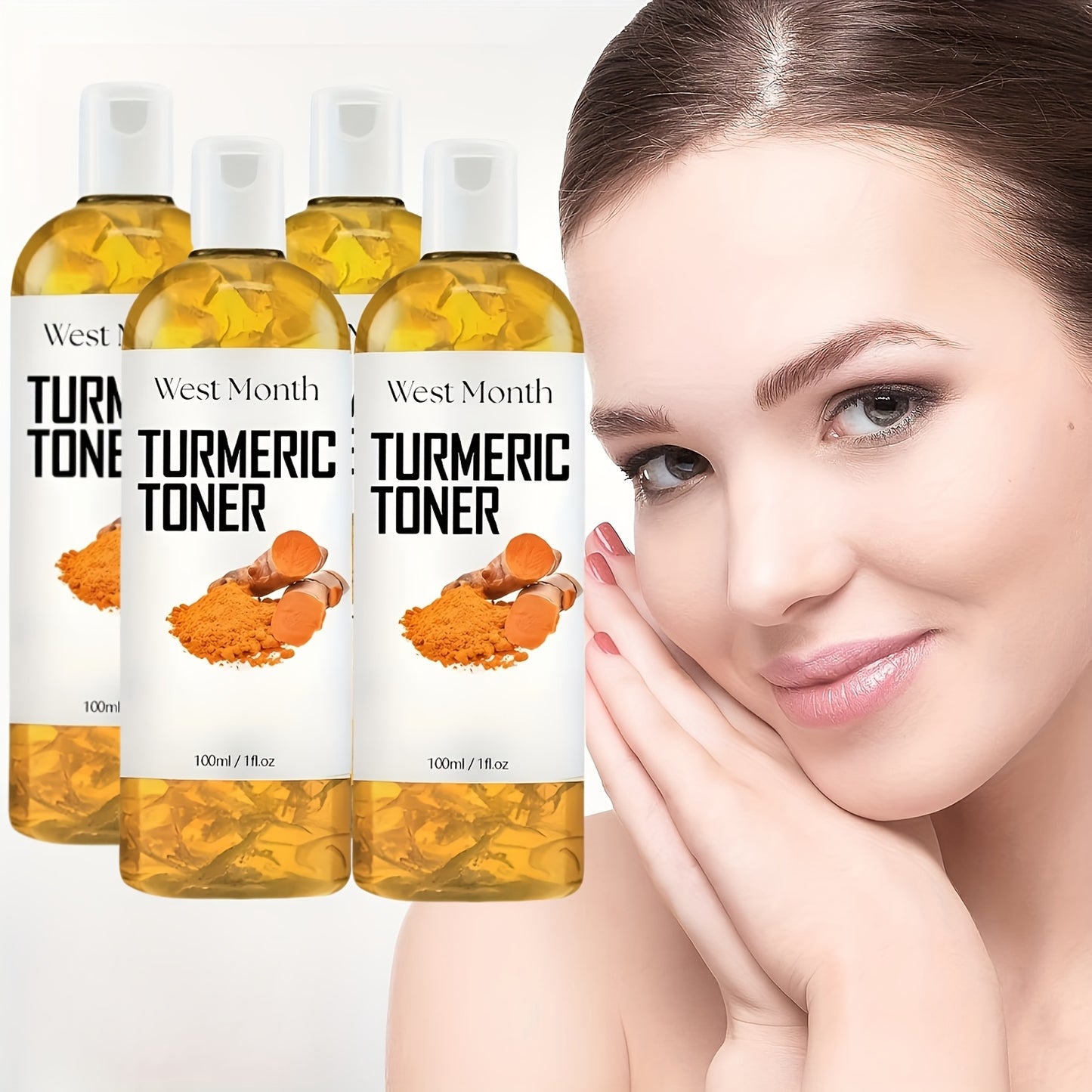 Turmeric Brightening Toner, Moisturizing Hydrating Toner, Collagen And Mint Leaf Extract, Facial Skincare 3.38oz * 4/2/1pc