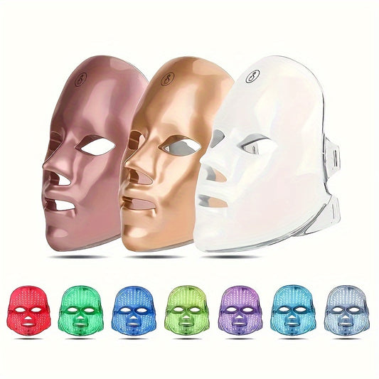 Rechargeable 7-Color LED Face Mask - USB Charging Facial Care Device with Adjustable Strap, Multi-Color Light Relax for Skincare & Relaxation, Ergonomic Design, Lithium Battery, Skincare Treatment | Modern Skincare Device | A