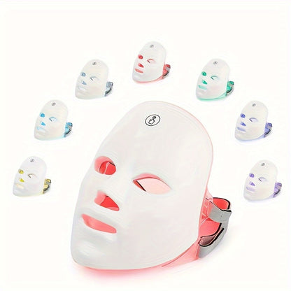 Rechargeable 7-Color LED Face Mask - USB Charging Facial Care Device with Adjustable Strap, Multi-Color Light Relax for Skincare & Relaxation, Ergonomic Design, Lithium Battery, Skincare Treatment | Modern Skincare Device | A
