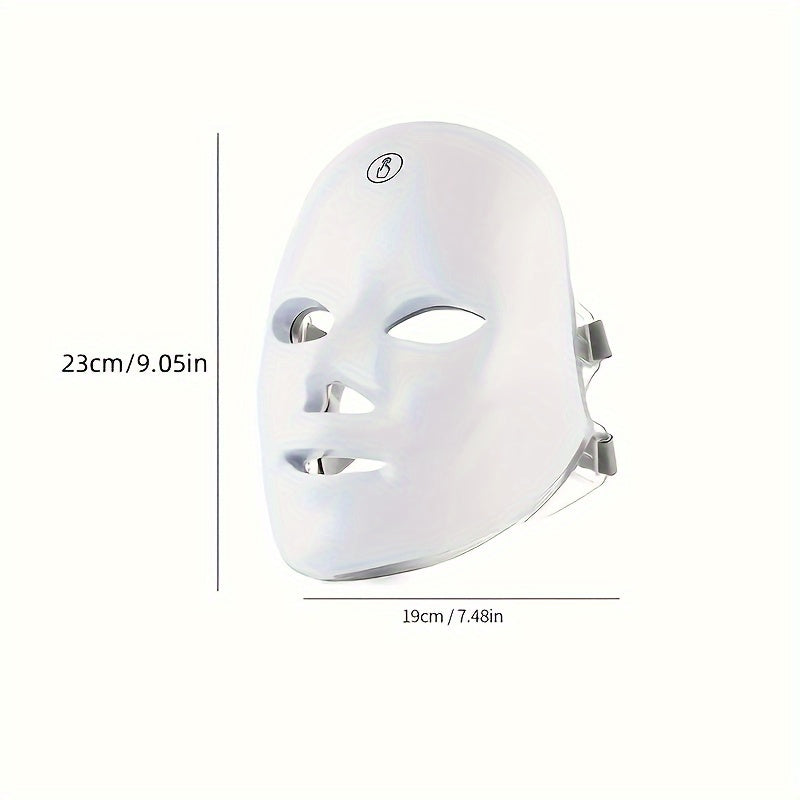 Rechargeable 7-Color LED Face Mask - USB Charging Facial Care Device with Adjustable Strap, Multi-Color Light Relax for Skincare & Relaxation, Ergonomic Design, Lithium Battery, Skincare Treatment | Modern Skincare Device | A