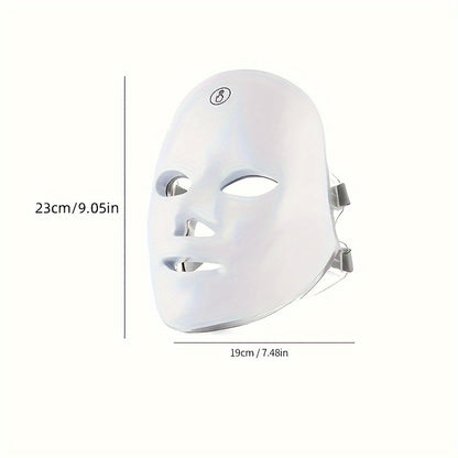 Rechargeable 7-Color LED Face Mask - USB Charging Facial Care Device with Adjustable Strap, Multi-Color Light Relax for Skincare & Relaxation, Ergonomic Design, Lithium Battery, Skincare Treatment | Modern Skincare Device | A