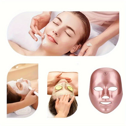 Rechargeable 7-Color LED Face Mask - USB Charging Facial Care Device with Adjustable Strap, Multi-Color Light Relax for Skincare & Relaxation, Ergonomic Design, Lithium Battery, Skincare Treatment | Modern Skincare Device | A