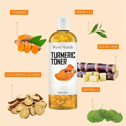 Turmeric Brightening Toner, Moisturizing Hydrating Toner, Collagen And Mint Leaf Extract, Facial Skincare 3.38oz * 4/2/1pc