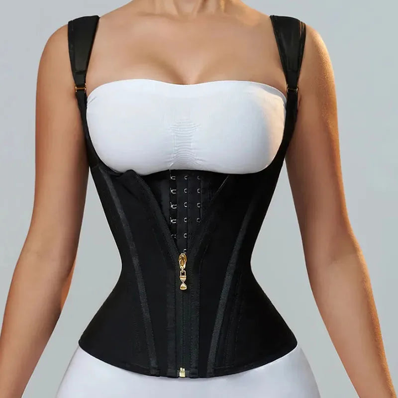 Fajas Colombianas Girdles Double Compression Vest Top Waist Trainer Corset with Zipper Hook Flat Belly Slimming Body Shaper Belt