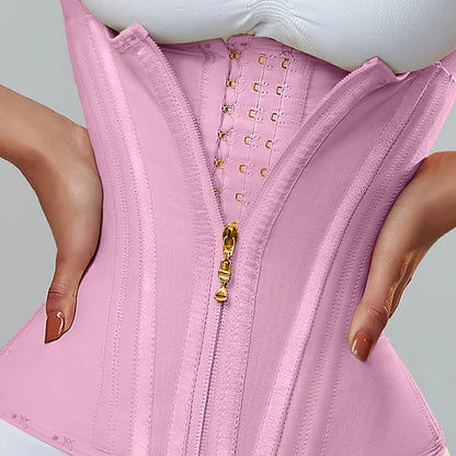 Fajas Colombianas Girdles Double Compression Vest Top Waist Trainer Corset with Zipper Hook Flat Belly Slimming Body Shaper Belt