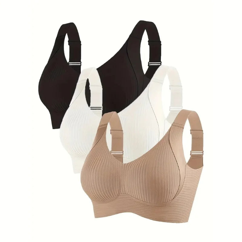 3PCS Plus Size Seamless Bras - Wireless Minimizer Lift, Breathable Comfort Anti-Sagging Bras for Women, Wide Strap Daily & Sport