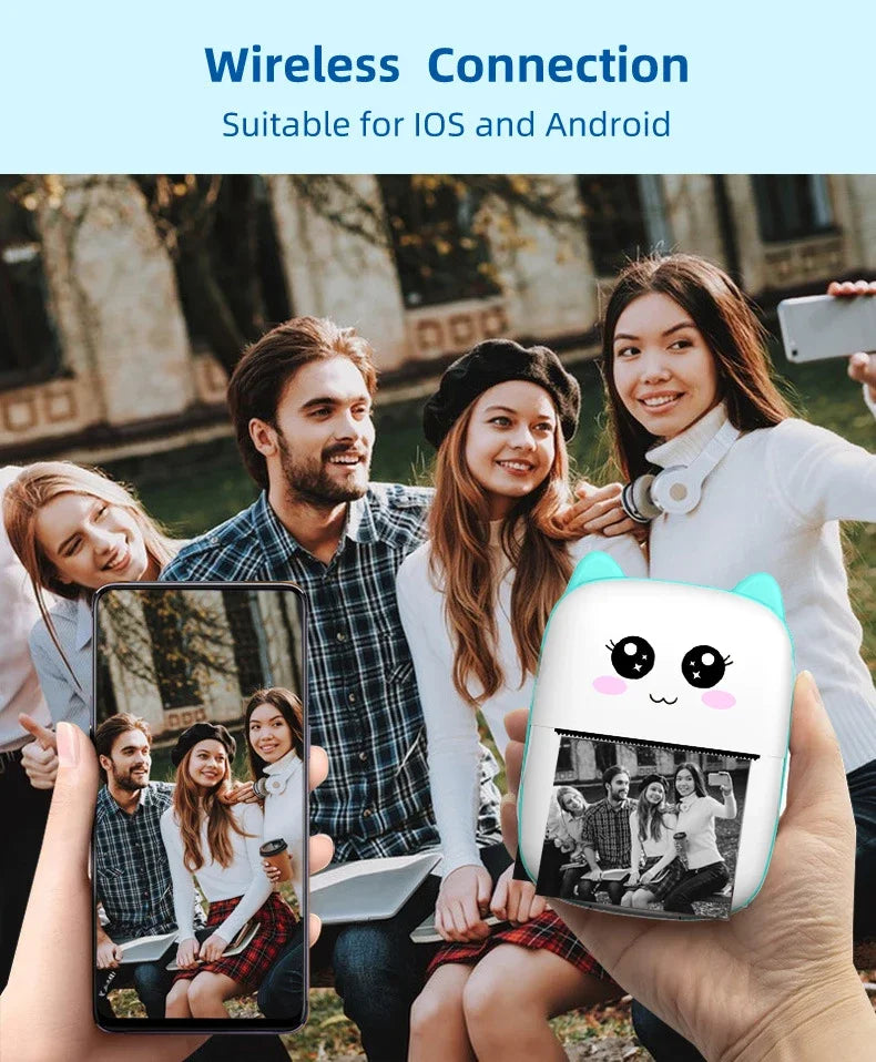 MINI Portable Printer Wireless Memo Label Machine 200dpi Bluetooth Inkless Pocket Imprimante Phone Notes Printing Paper