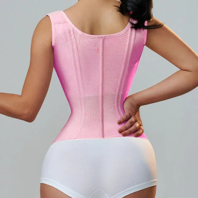 Fajas Colombianas Girdles Double Compression Vest Top Waist Trainer Corset with Zipper Hook Flat Belly Slimming Body Shaper Belt