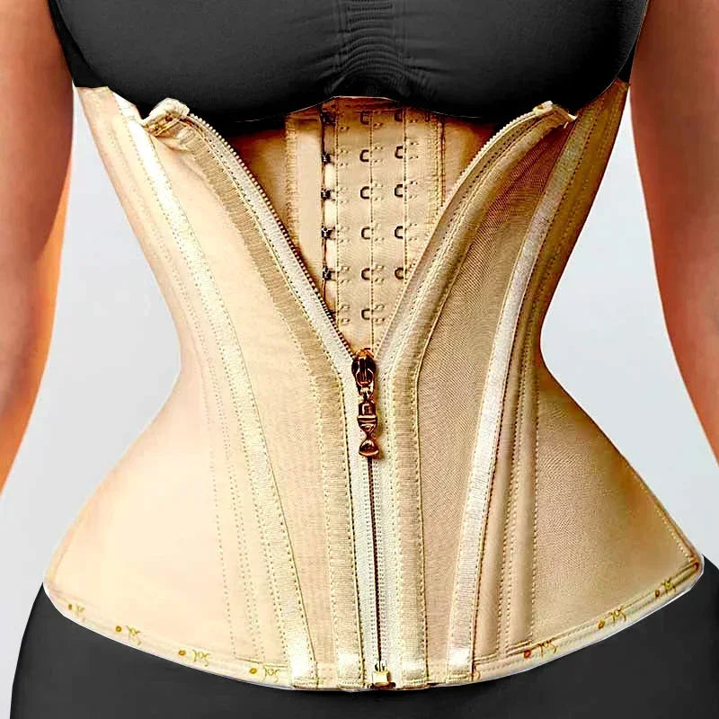 Fajas Colombianas Girdles Double Compression Vest Top Waist Trainer Corset with Zipper Hook Flat Belly Slimming Body Shaper Belt