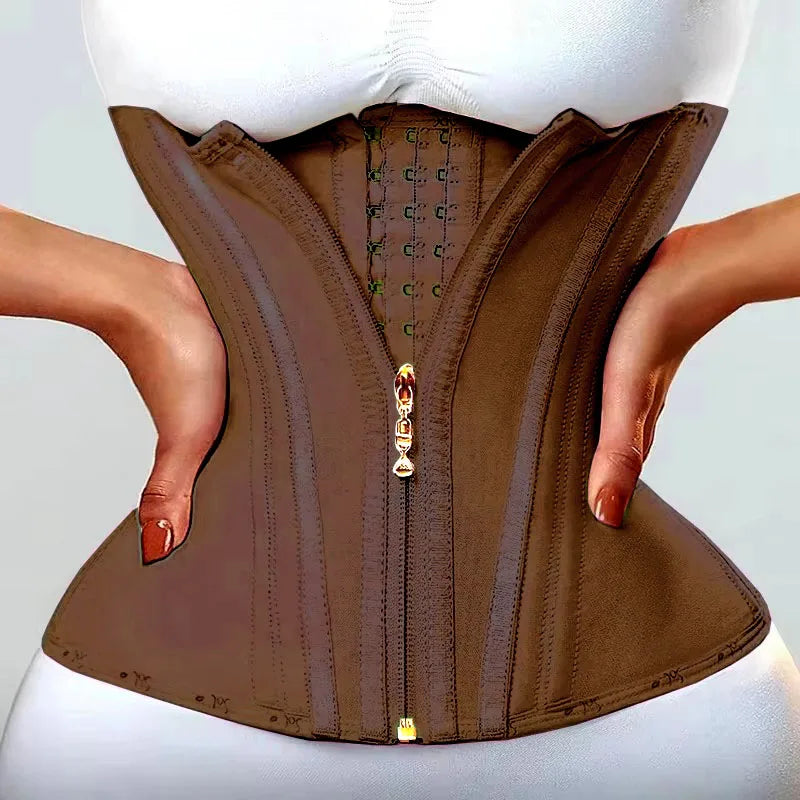 Fajas Colombianas Girdles Double Compression Vest Top Waist Trainer Corset with Zipper Hook Flat Belly Slimming Body Shaper Belt