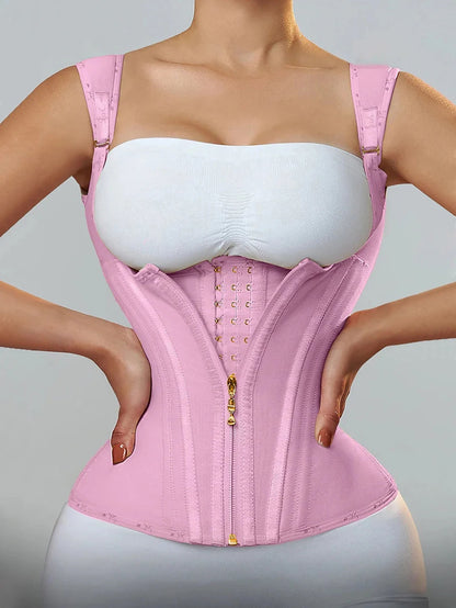 Fajas Colombianas Girdles Double Compression Vest Top Waist Trainer Corset with Zipper Hook Flat Belly Slimming Body Shaper Belt