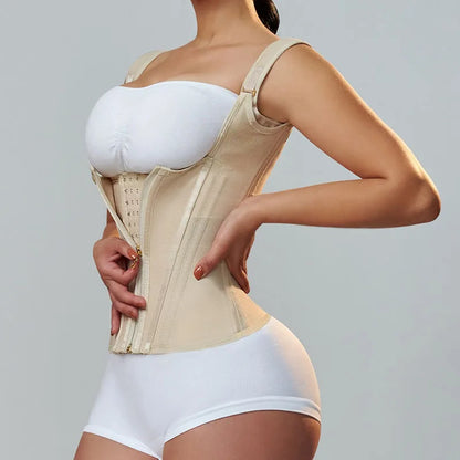 Fajas Colombianas Girdles Double Compression Vest Top Waist Trainer Corset with Zipper Hook Flat Belly Slimming Body Shaper Belt