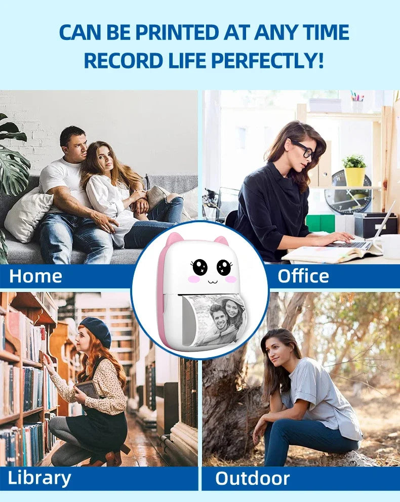 MINI Portable Printer Wireless Memo Label Machine 200dpi Bluetooth Inkless Pocket Imprimante Phone Notes Printing Paper