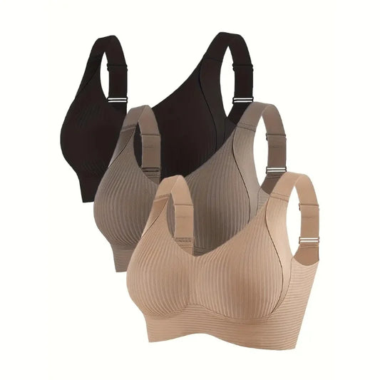 3PCS Plus Size Seamless Bras - Wireless Minimizer Lift, Breathable Comfort Anti-Sagging Bras for Women, Wide Strap Daily & Sport
