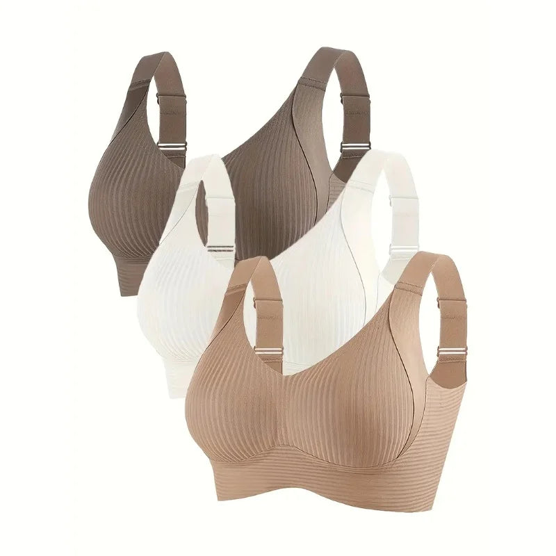 3PCS Plus Size Seamless Bras - Wireless Minimizer Lift, Breathable Comfort Anti-Sagging Bras for Women, Wide Strap Daily & Sport
