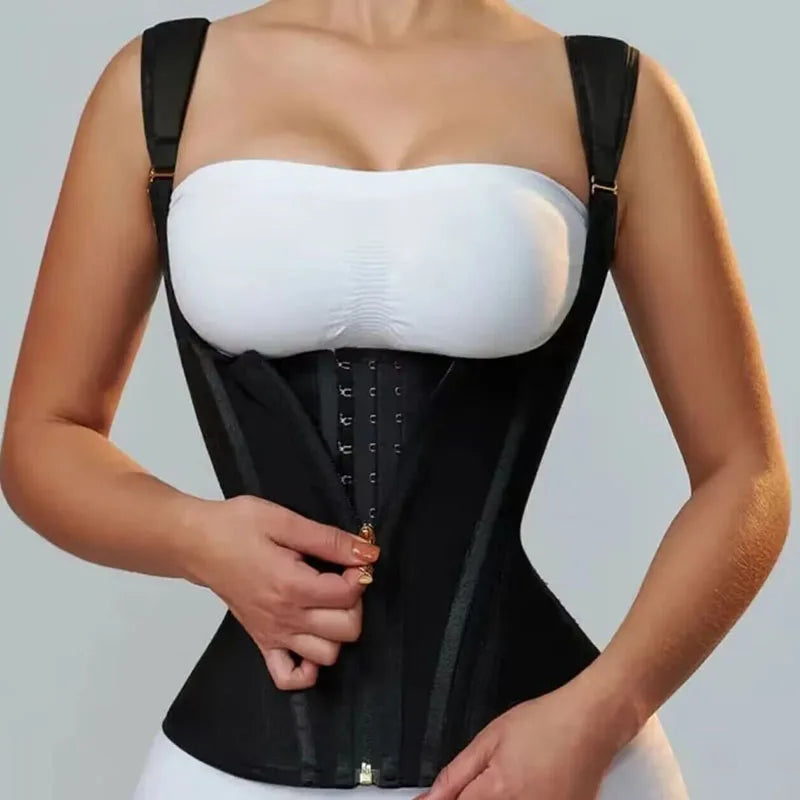 Fajas Colombianas Girdles Double Compression Vest Top Waist Trainer Corset with Zipper Hook Flat Belly Slimming Body Shaper Belt