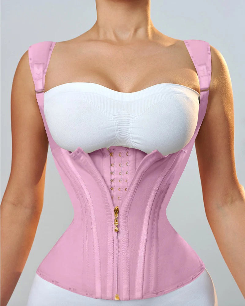 Fajas Colombianas Girdles Double Compression Vest Top Waist Trainer Corset with Zipper Hook Flat Belly Slimming Body Shaper Belt