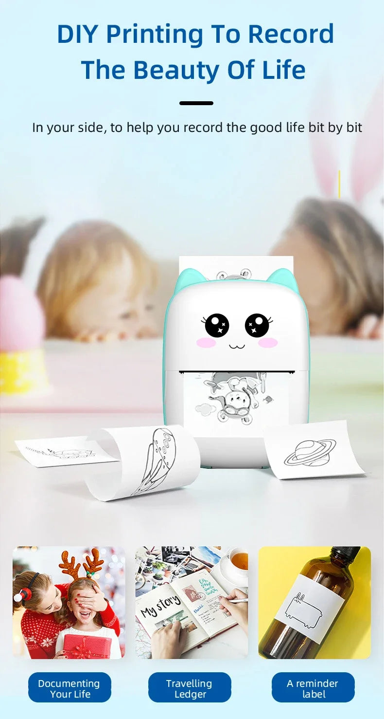 MINI Portable Printer Wireless Memo Label Machine 200dpi Bluetooth Inkless Pocket Imprimante Phone Notes Printing Paper