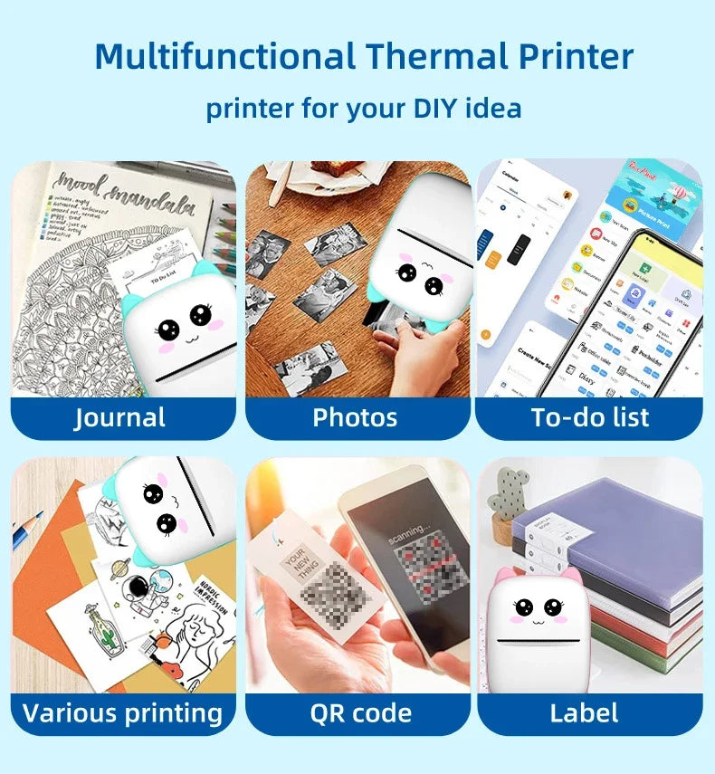 MINI Portable Printer Wireless Memo Label Machine 200dpi Bluetooth Inkless Pocket Imprimante Phone Notes Printing Paper