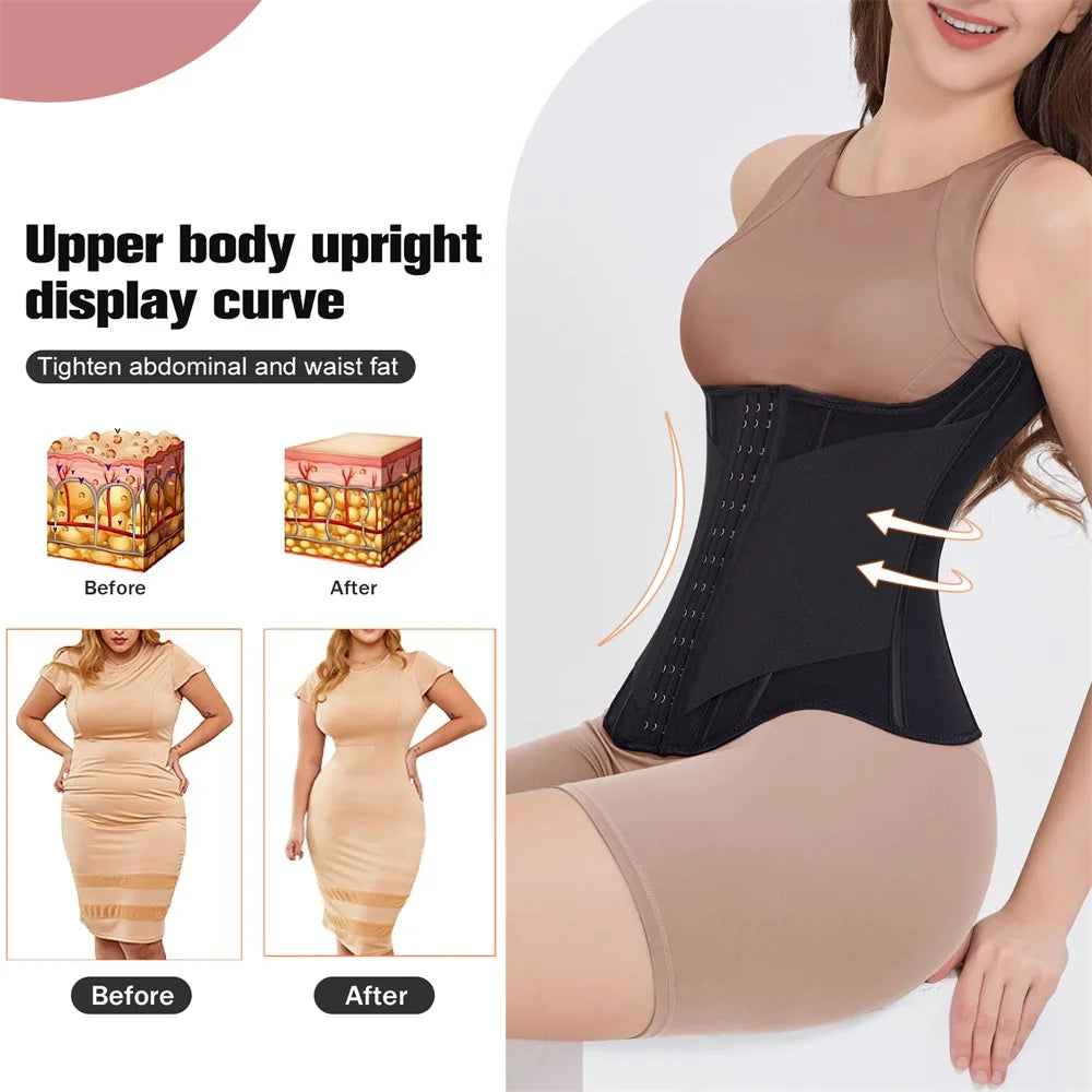 MiiOW U-shaped Waist Trainer Corset Women Buttoned Shapers Breast Lifted Waist Trainer Steel Bone Slimming Breathable Shapewear