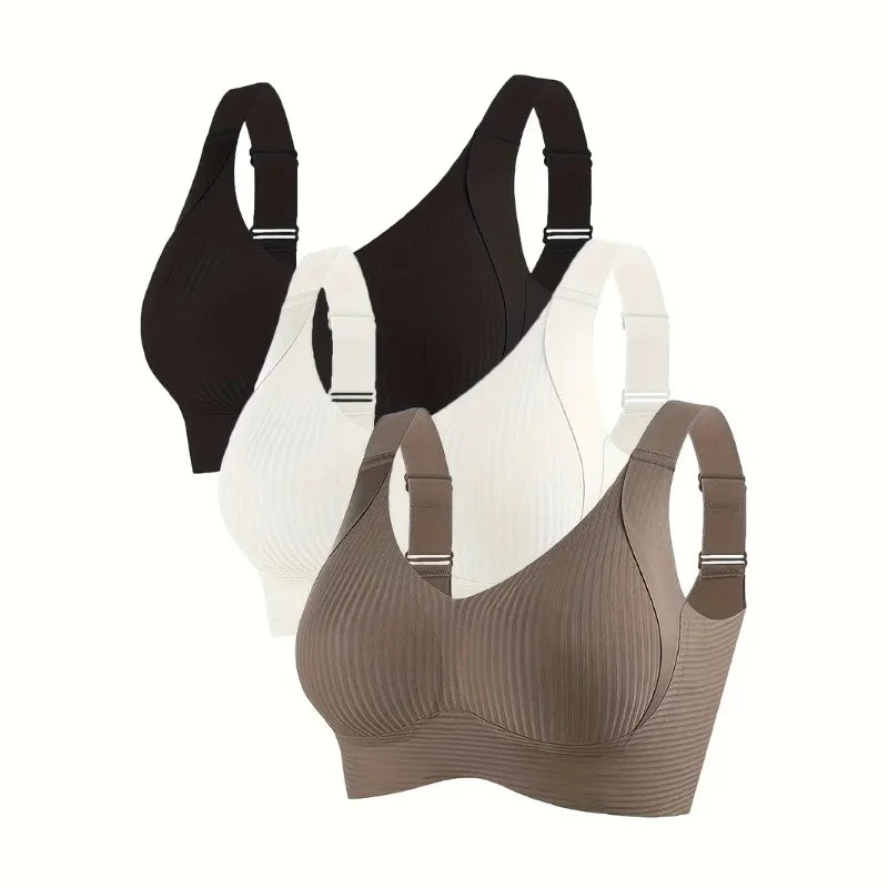 3PCS Plus Size Seamless Bras - Wireless Minimizer Lift, Breathable Comfort Anti-Sagging Bras for Women, Wide Strap Daily & Sport