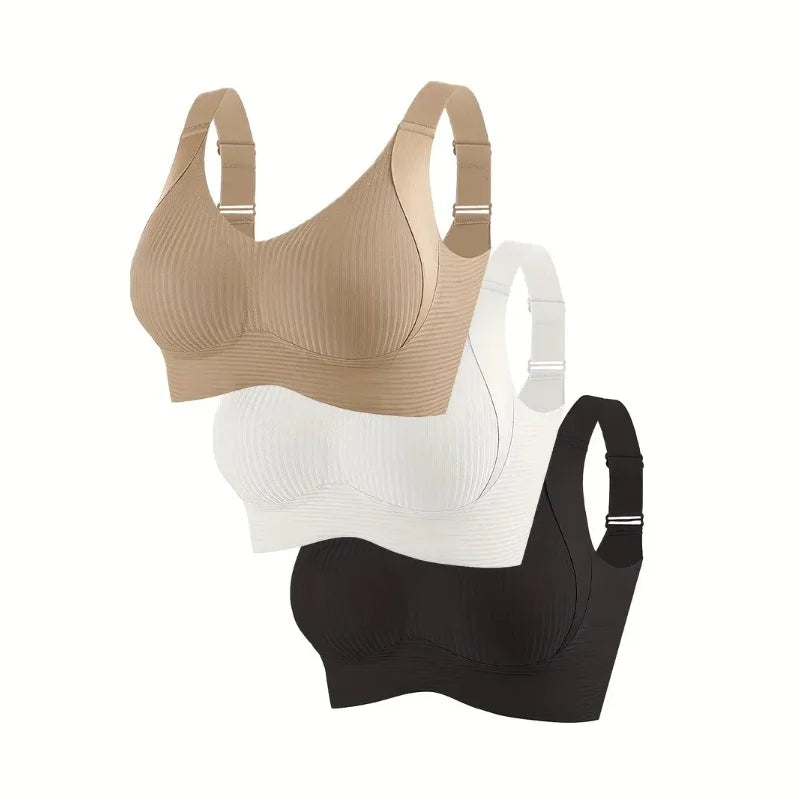 3PCS Plus Size Seamless Bras - Wireless Minimizer Lift, Breathable Comfort Anti-Sagging Bras for Women, Wide Strap Daily & Sport