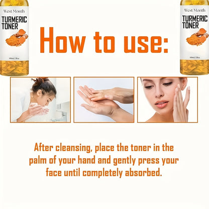 Turmeric Brightening Toner, Moisturizing Hydrating Toner, Collagen And Mint Leaf Extract, Facial Skincare 3.38oz * 4/2/1pc