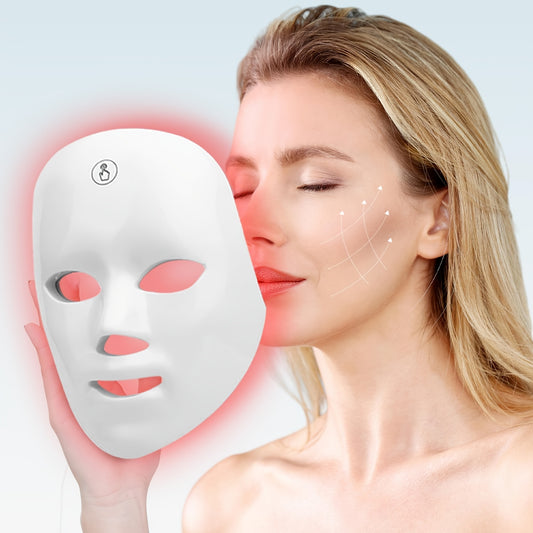 7-Color LED Facial Mask with Rechargeable Battery - USB-Powered, Fragrance-Free Skincare Tool for All Light Beige Types, Ergonomic Design for Home Use, Christmas Gift Idea, Skincare Routine, Sleek Beauty Device, Highquality B